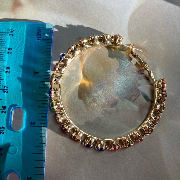 🌟 Big Colorful Hoop Crystals Earrings - Picture 5 of 5